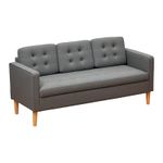 HOMCOM Modern 3 Seater Sofa with Hidden Storage and Rubber Wood Legs, Grey