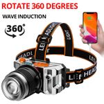 990000LM LED Headlamp Sensor Head Torch Rechargeable Zoom Work Headlight Band UK
