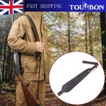 TOURBON Hunting Leather Rifle Sling Adjustable Gun Carry Strap Finger Rest Black