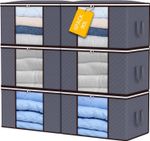 6-Pack 90L Large Clothes Storage Bags with Zips Reinforced Handles Foldable Fabr