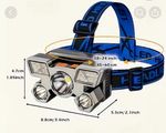 LED Head Torch 4 LED Headlamp Adjustable Strap Blue/Silver IP65 Plastic