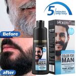 Black Mokeru Men Beard Hair Color Dye Shampoo Natural Mustache Dying Darkening