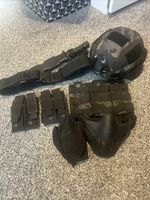 MTP Night And Black Airsoft Helmet And Webbing Used Airsoft Cosplay