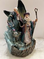 Fantasy Wizard Dragon Statue Crystal Ball Resin Figurine Gothic Decor 10"