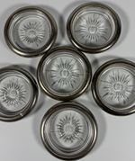 Vintage Leonard Crystal Silver Plated Ring Glass Coasters Italy Set of 6 Deco
