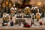 Christmas Village Set 25 Piece Miniature Light Up Houses Tree Figures Xmas Scene