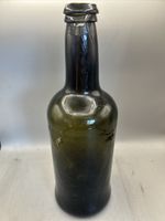 SUPERB 1810-20 ENGLISH FREEBLOWN PONTILLED BLACK GLASS CYLINDER WINE BOTTLE