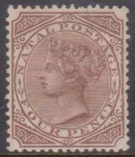 (F271-22) 1874 Natal 4d brown QVIC stamp MH (V)   (BD09)