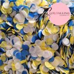 Blue + Yellow + White Mix paper confetti circles - Biodegradable (grams)