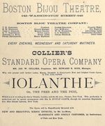 1883 Iolanthe Boston Theatre programme USA Gilbert & Sullivan