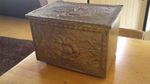 VINTAGE BRASS AND WOOD LOG BOX