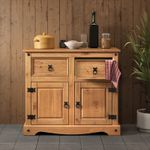 Corona Sideboard 2 Door 2 Drawer Solid Mexican Wood Pine Wooden Dresser Cupboard