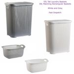 Large Plastic Laundry Bin Clothes Washing Basket Hamper White Grey Tidy Laundry