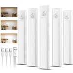 daphomeu 5 Pack Rechargeable Under Cabinet Kitchen Light, Motion Sensor Light