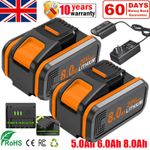 2X 8.0Ah For Worx 20V Li-Ion Battery WA3551 WA3553 WA3553.1 WA3553.2 /UK Charger