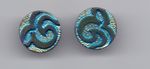 Two vintage glass buttons -  IRIDESCENT 