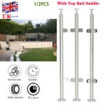 2x110CM Stainless Steel Glass Balustrade Posts Grade 316 Pole Clamp Railing Post
