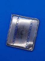 Vintage Art Deco EPNS Silver Plated Cigarette Case Blue Enamel Pattern