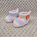 Wonder Nation NEW Baby Girl Pastel Rainbow Knit Boots 3-6 Months Size 2