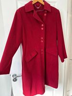 NEXT Woolmark Blend Red Wool Blend Overcoat Mid-Length Lined Pockets UK 16