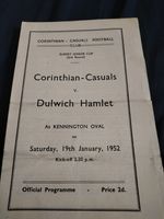 VINTAGE CORINTHIAN CASUALS V DULWICH HAMLET SURREY SENIOR CUP 19TH JANUARY 1952