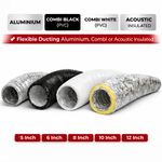 Flexible Ducting Black Silver Combi or Acoustic Insulated 5” 6” 8” 10” 12 inch