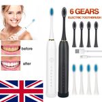 4-8X Sonic Electric Toothbrush Clean Teeth Rechargeable 6 Modes  Heads Uk