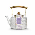 Patterned Borosilicate Glass Teapot With Gold Lid & Handle 1000ml by Charbrew