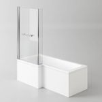 Shower Bath Bathtub Screen Panel Bathroom Set 1700mm Left L Shape Acrylic