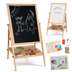 100cm Heavy Duty Kids Wooden Easel Double Sided Standing Drawing Chalk Board Toy