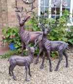 Garden Stag Ornaments - large metal cast antique bronze finish 3 sizes & designs