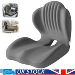 2-in-1 Ergonomic Back & Seat Cushion Lumbar Support Office Car Chair Grey
