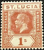 ST. LUCIA POSTAGE & REVENUE STAMP SG86 1/- ORANGE BROWN LIGHTLY MOUNTED MINT