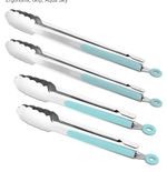 Stainless Steel Kitchen Cooking Tongs, 9"x2 and 12"x2 Set of 4 - Locking System