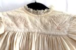 Vintage Christening Gown Ivory Flannelette Embroidered Baptism Robe 96cm 1950s