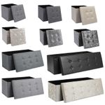 Folding Ottoman Storage Box Pouffe Seat Stool Home Chair Foot stool Bench LINEN 