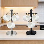 Stainless Steel Mug Tree Stand –6 Hook Coffee/Tea Cup Holder Rack for Countertop