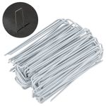 100x Galvanised Steel Weed Membrane Pins Ground Stakes Garden Pegs - 6 inch