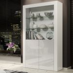 Display Cabinet Bookcase Storage Unit White Gloss Cupboard Furniture 170cm