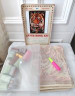 Latch Hook Rug Kit, Home Carpet Rug Making Canvas Kit 85cmX64cm Tiger Design
