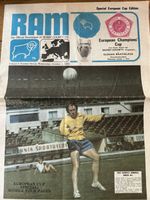 DERBY COUNTY v SLOVAN BRATISLAVA  European Cup  1975/6 Plus TICKET.