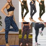 Women  Yoga Leggings High Waisted Plain and Printed Gym Fitness Pocket Leggings