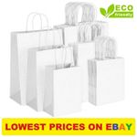 White Paper Bags With Handles 50 100 Party Bags Gift Twisted Handle Carrier Bags