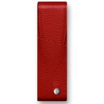 Caran d'Ache Léman Red Grained Calfskin Leather Pen Holder - Holds 2 Pens