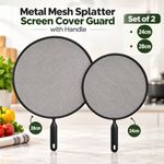 2 PCS Splatter Screen for Frying Pan Mesh Anti Splash Guard Cover With Handle