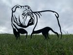 English British Bulldog Metal Dog Garden Art Silhouette Ornament Mild Steel