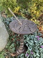 METAL CAST IRON DRAGONFLY GARDEN SUNDIAL ORNAMENT