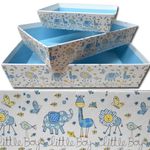 10 Baby Boy Gift Hamper Trays, Blue Baby Shower New Born Gift Baskets 20x15x5cm