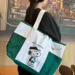 2026 New Starbucks Snoopy Tote Bag WHITE/GREEN Canvas Shoulder Bag