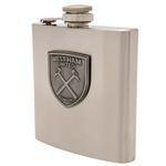 Official West Ham United FC Silver 6oz Hip Flask With Crest Badge Brand New